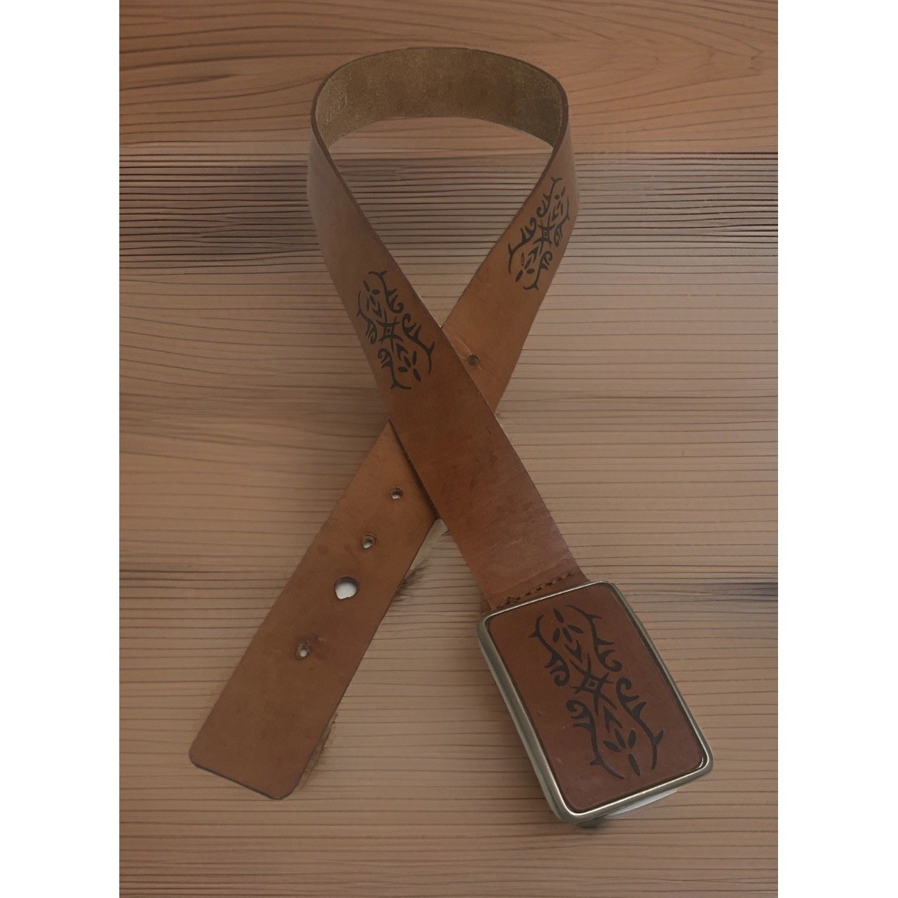 Vintage World Lob Clothing Brand Womens Leather Embossed Belt Size 30 Made In Mx